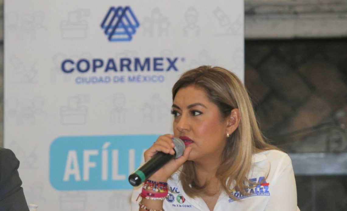 La candidata a la alcaldía Tlalpan por la coalición Va X la CDMX, Alfa González estrechará los vínculos con los organismos privados y cámaras empresariales durante los siguientes tres años, así lo aseguró a representantes de la Coparmex Ciudad de México. FOTO: Especial