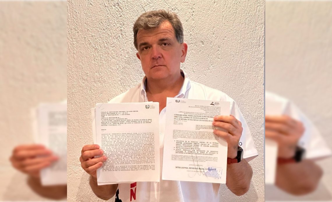 El candidato a diputado en la alcaldía Álvaro Obregón, Xavier González Zirión, solicitó seguridad de la Guardia Nacional (GN), tras recibir amenazas de muerte y agresiones físicas por parte de militantes de Morena, quienes además le robaron sus pertenencias. FOTO: Especial