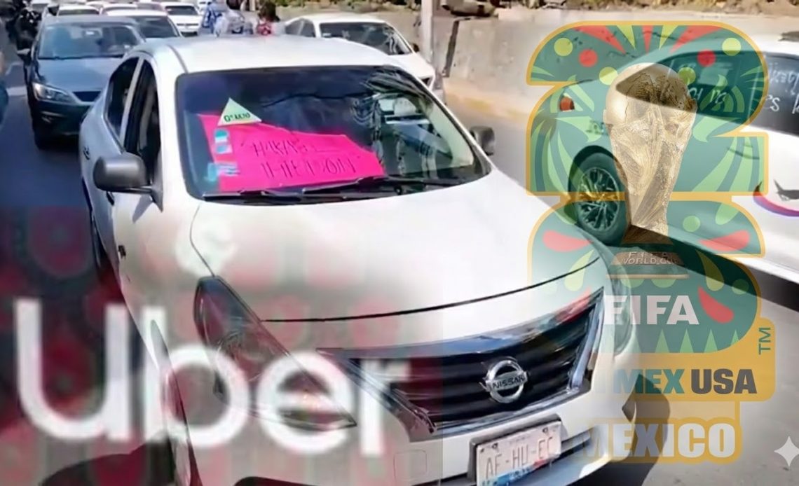 En las próximas semanas, el Gobierno Federal, de la mano con el de la Ciudad de México tendrán que resolver una encrucijada: quedar bien con los abusivos taxis del aeropuerto Benito Juárez de la capital o quedar bien y cumplir el convenio con la FIFA, permitiendo que los abusivos taxis de aplicación, Uber, puedan recoger pasaje en la terminal aérea, donde es zona federal limitada. FOTO: X / @porktendencia - Edición IA Gemini