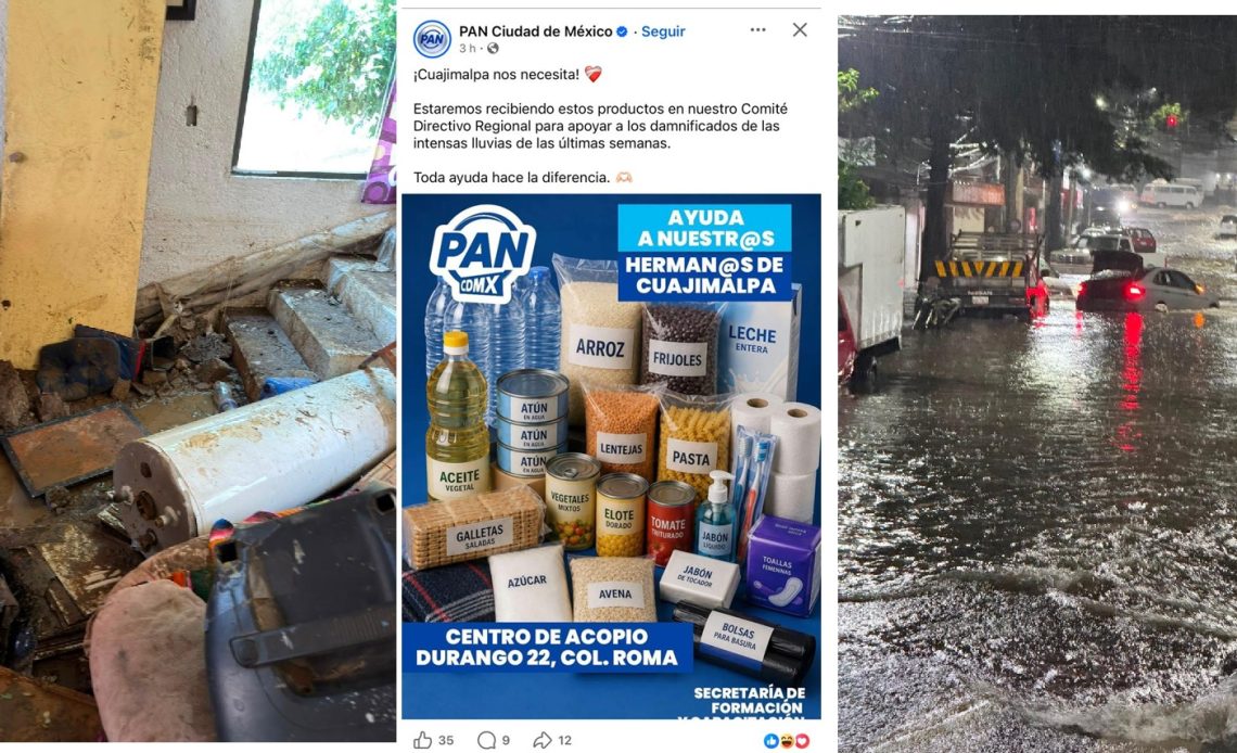 Aunque los diputados del PAN siguen apáticos en apoyar a la gente afectada por las lluvias torrenciales en Cuajimalpa, al menos la dirigencia del PAN ya reaccionó este martes, nueve días después, y se acordó de sus “hermanos” de aquella demarcación (así los llamó). FOTO: Especial